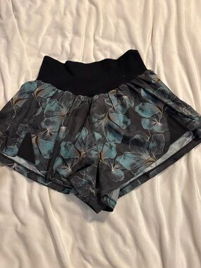 FP Movement by Free People Black Shorts with Teal Floral Print
